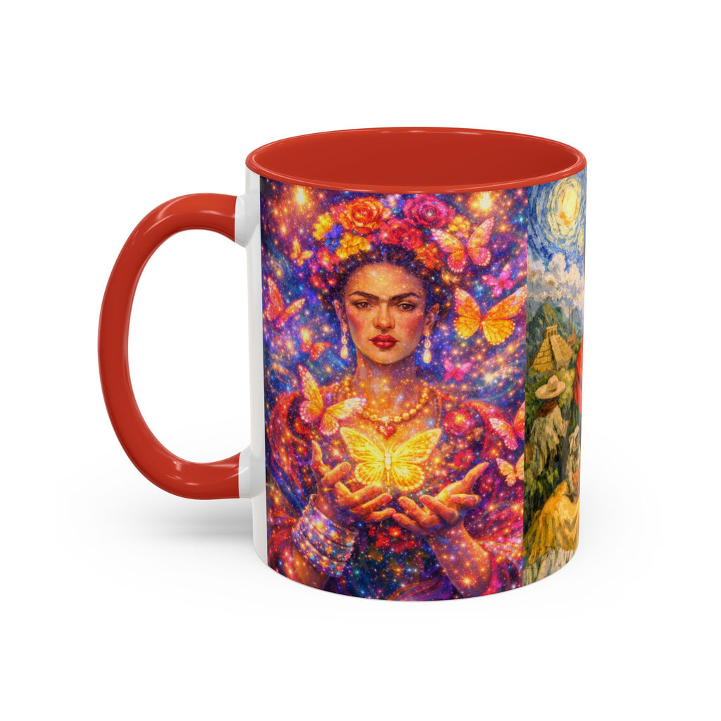 Floral Goddess Accent Coffee Mug – Vibrant Frida-Inspired Portrait (11/15 oz)