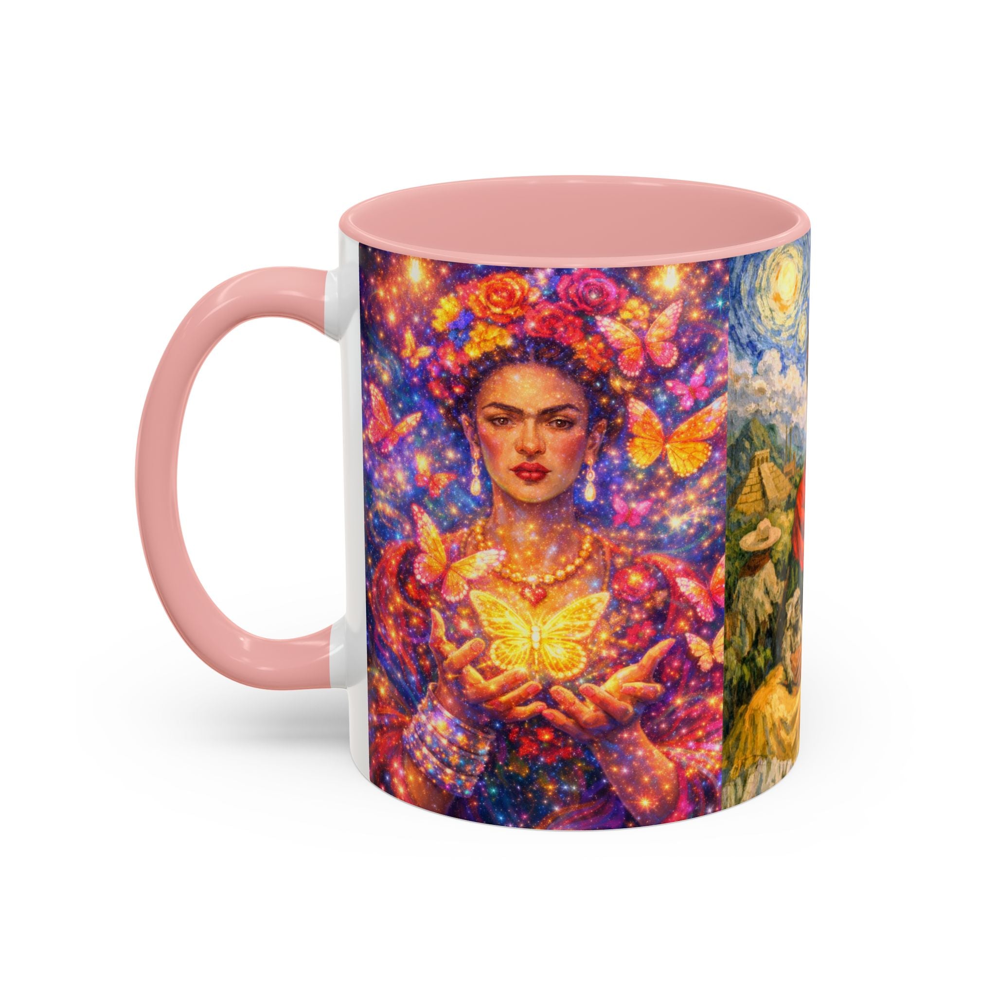 Floral Goddess Accent Coffee Mug – Vibrant Frida-Inspired Portrait (11/15 oz)