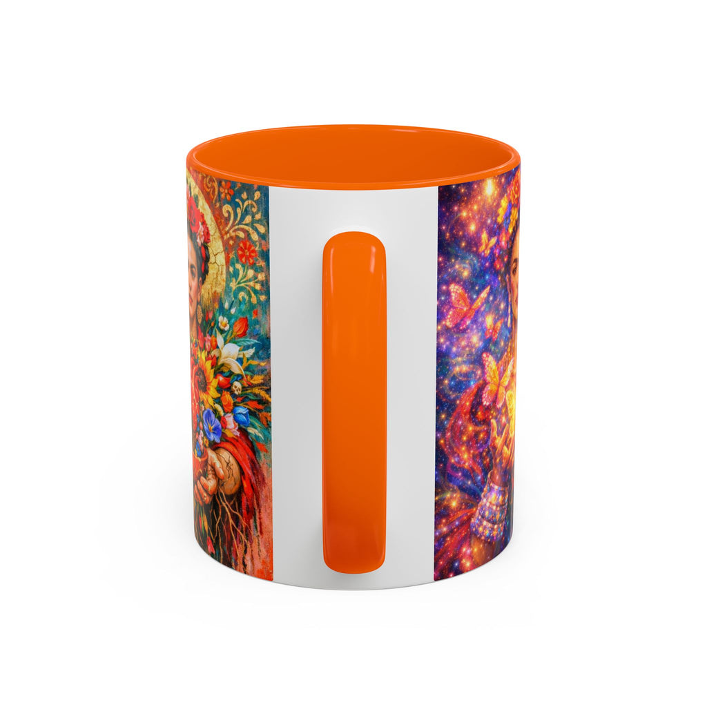 Floral Goddess Accent Coffee Mug – Vibrant Frida-Inspired Portrait (11/15 oz)