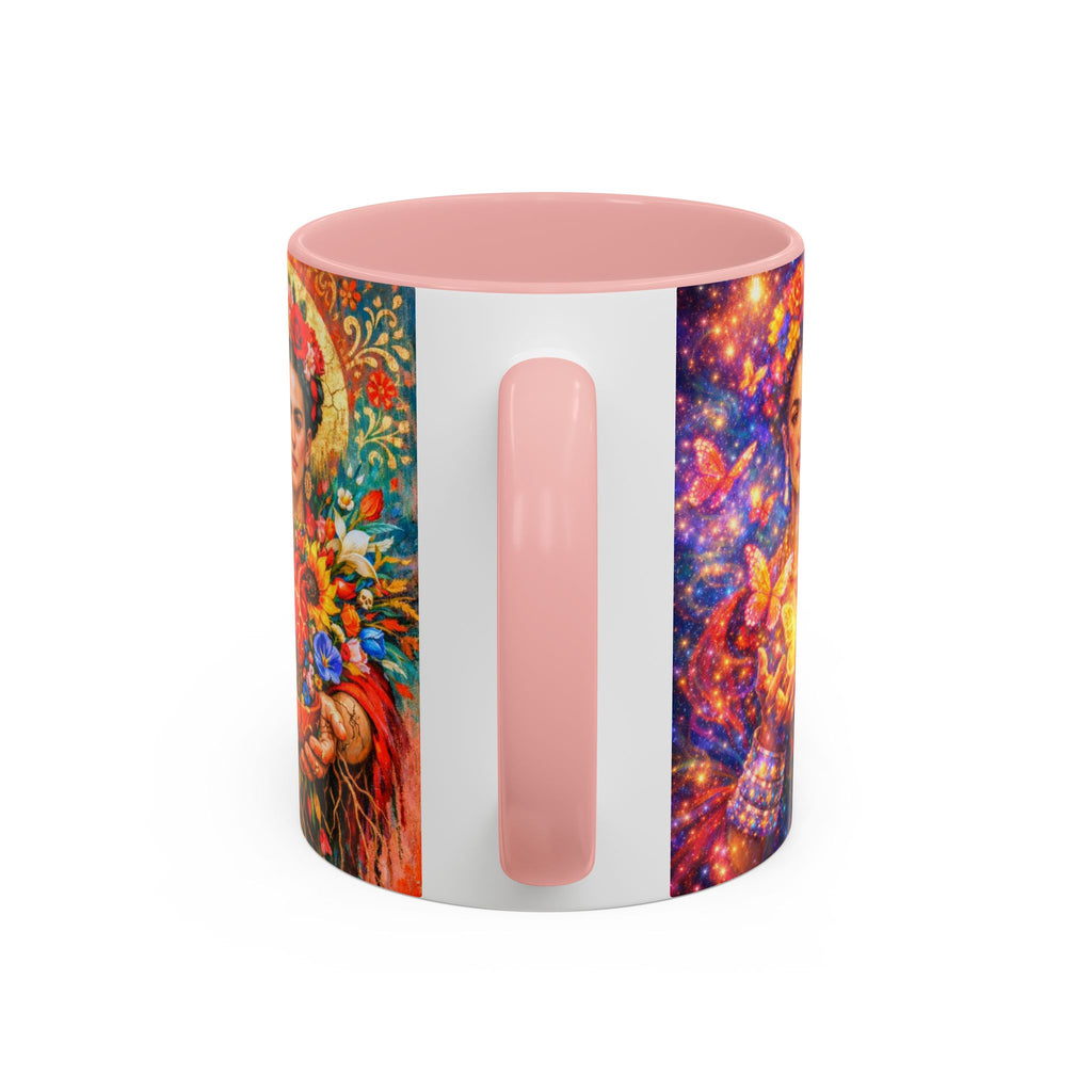 Floral Goddess Accent Coffee Mug – Vibrant Frida-Inspired Portrait (11/15 oz)