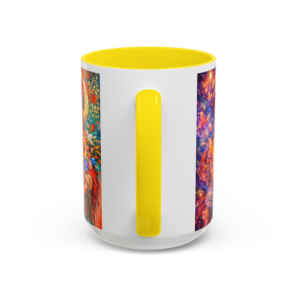 Floral Goddess Accent Coffee Mug – Vibrant Frida-Inspired Portrait (11/15 oz)