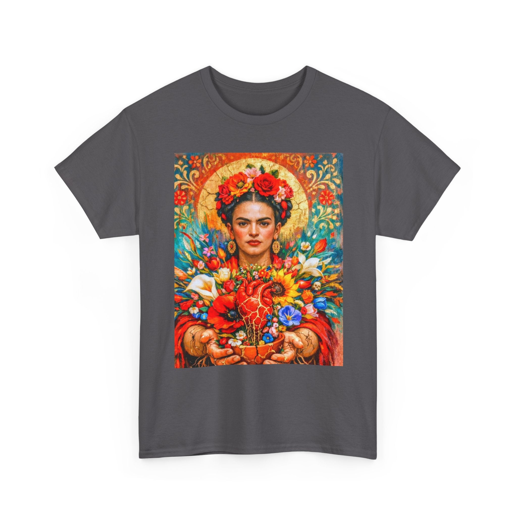 Frida Kahlo Floral Portrait T‑Shirt — Vibrant Mexican Folk Art Tee