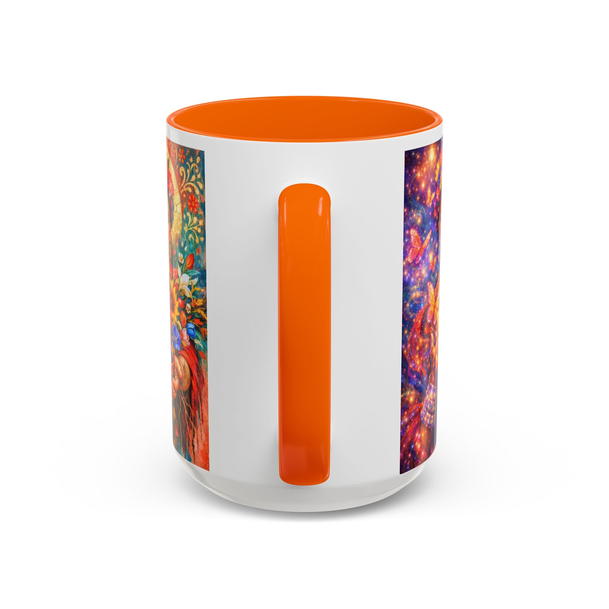 Floral Goddess Accent Coffee Mug – Vibrant Frida-Inspired Portrait (11/15 oz)