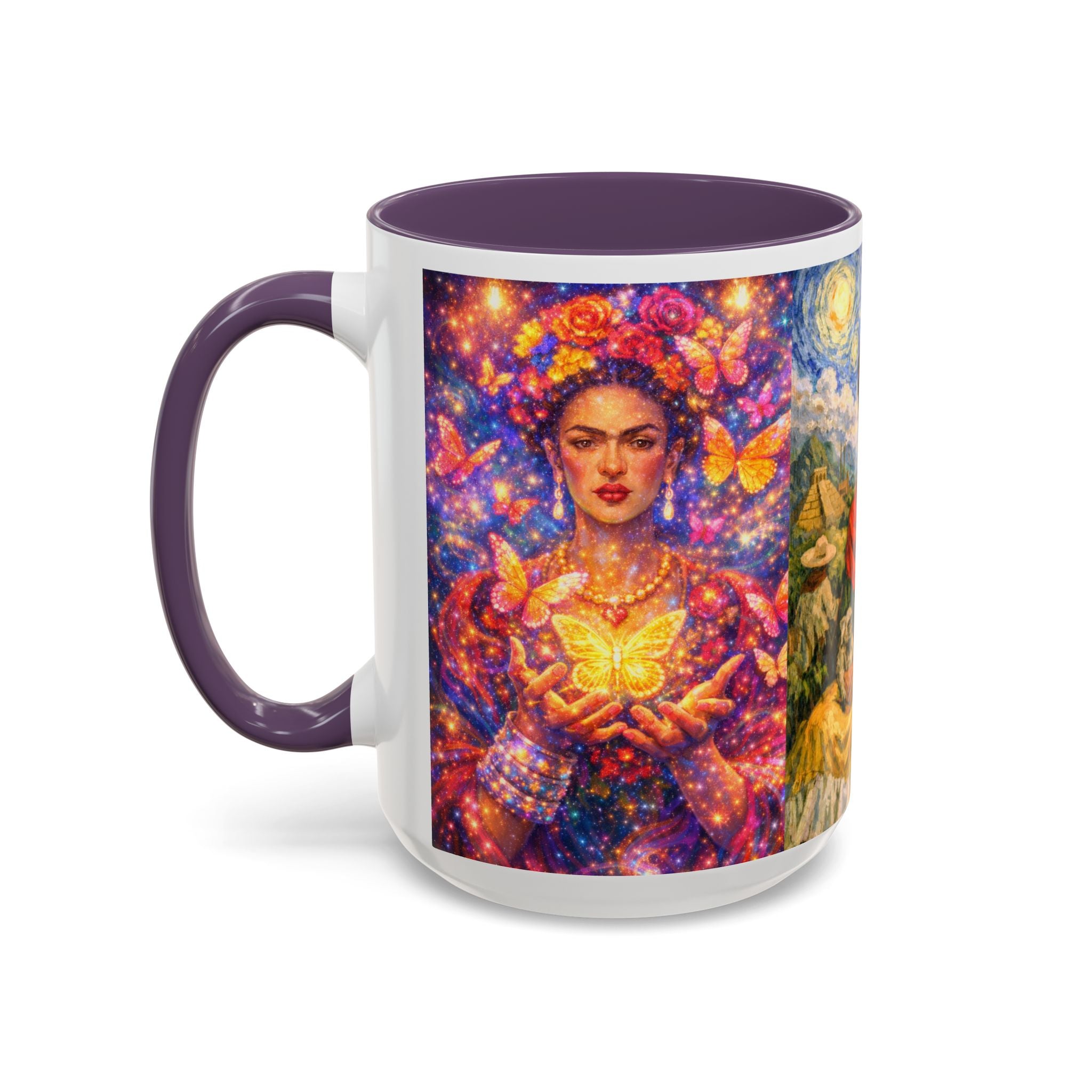 Floral Goddess Accent Coffee Mug – Vibrant Frida-Inspired Portrait (11/15 oz)