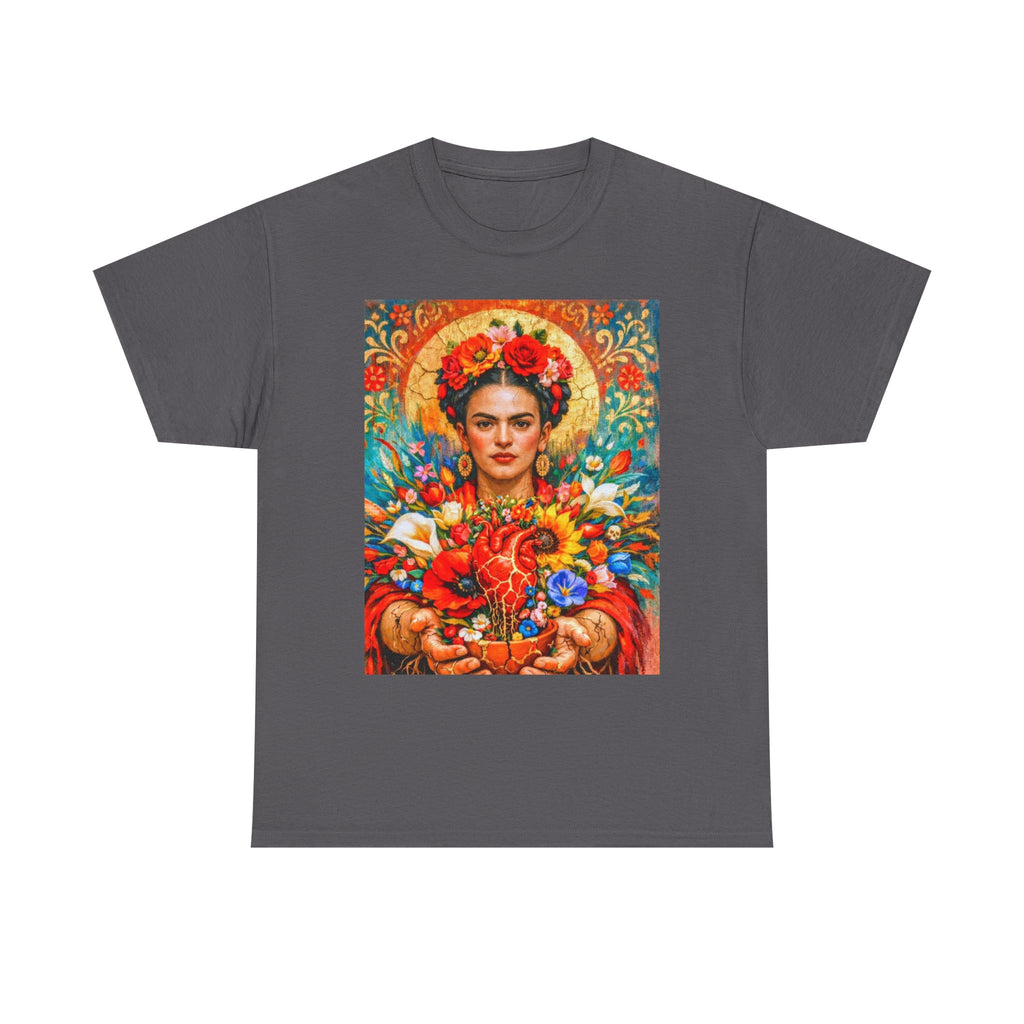 Frida Kahlo Floral Portrait T‑Shirt — Vibrant Mexican Folk Art Tee