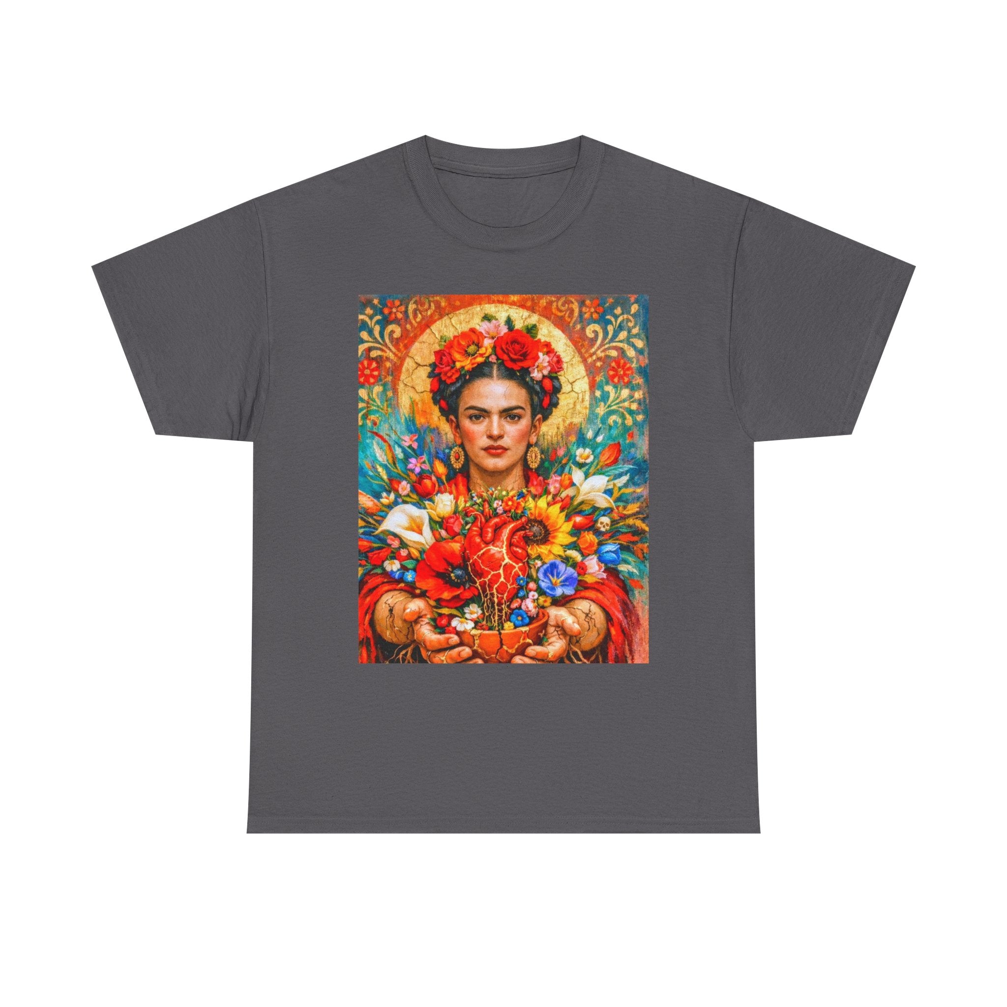 Frida Kahlo Floral Portrait T‑Shirt — Vibrant Mexican Folk Art Tee
