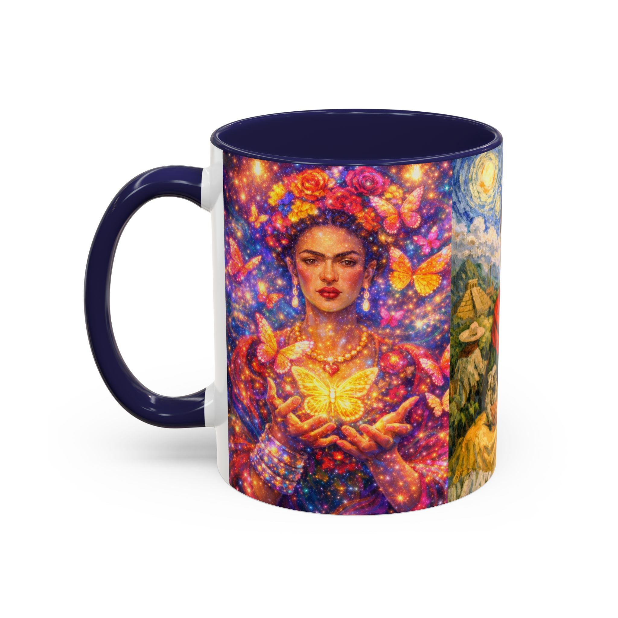 Floral Goddess Accent Coffee Mug – Vibrant Frida-Inspired Portrait (11/15 oz)