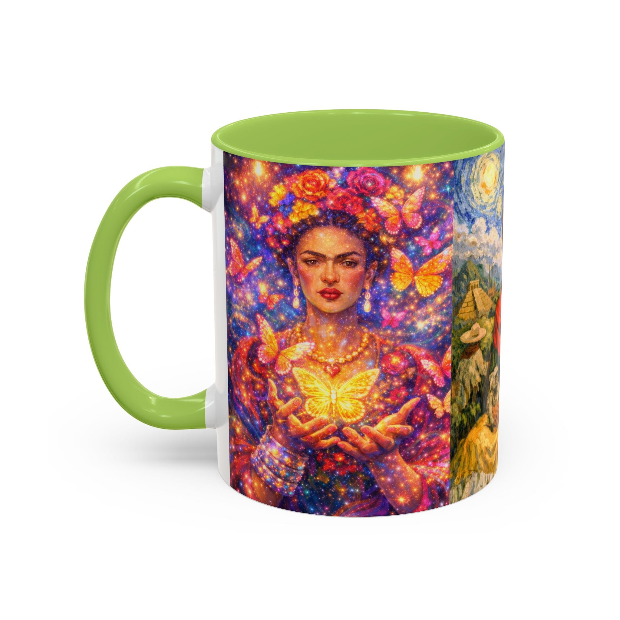 Floral Goddess Accent Coffee Mug – Vibrant Frida-Inspired Portrait (11/15 oz)