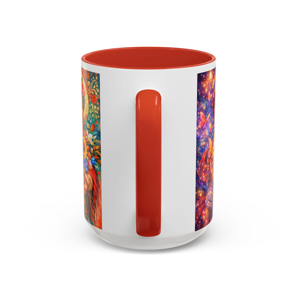 Floral Goddess Accent Coffee Mug – Vibrant Frida-Inspired Portrait (11/15 oz)
