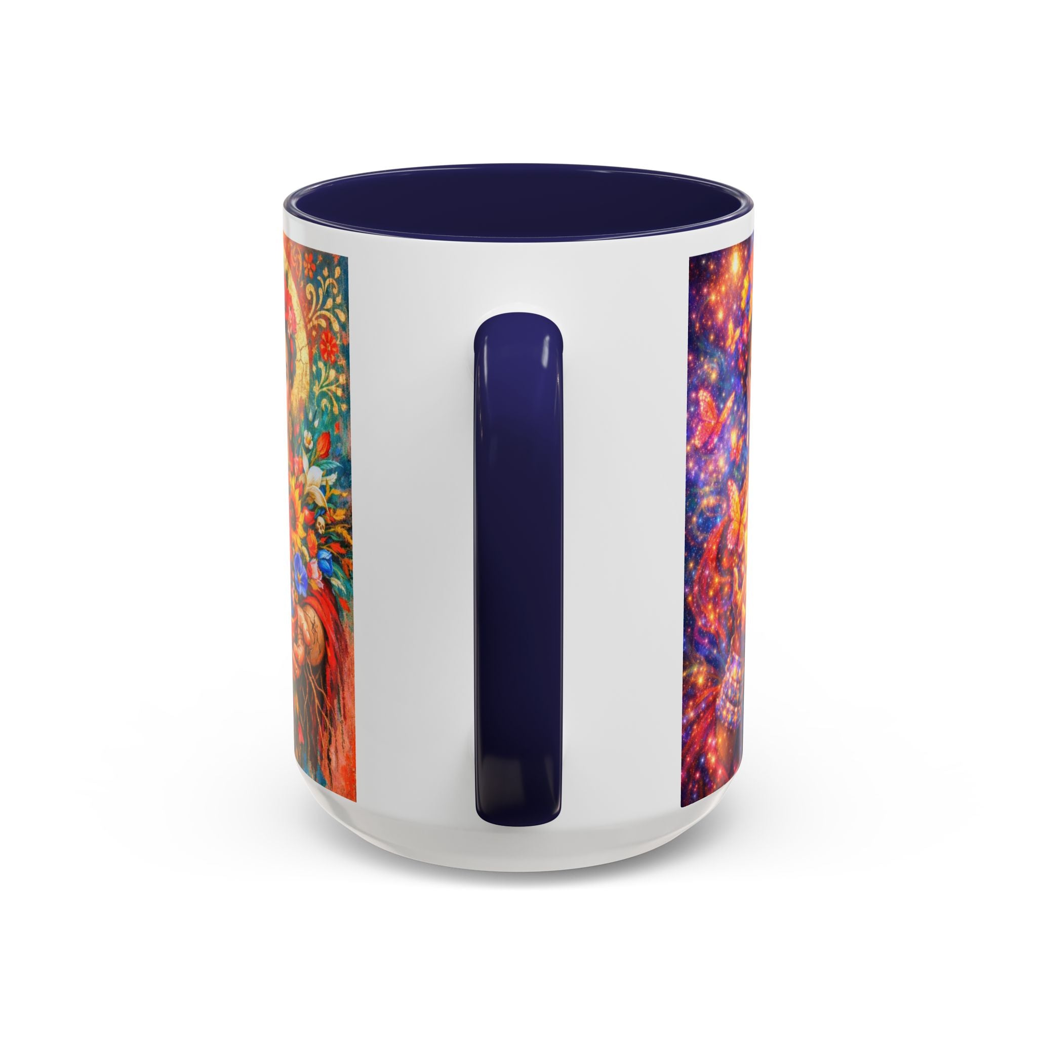 Floral Goddess Accent Coffee Mug – Vibrant Frida-Inspired Portrait (11/15 oz)