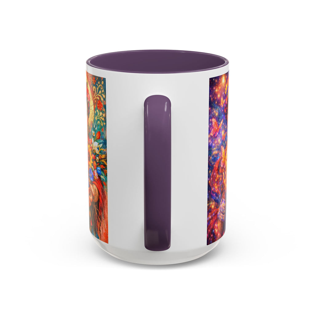 Floral Goddess Accent Coffee Mug – Vibrant Frida-Inspired Portrait (11/15 oz)