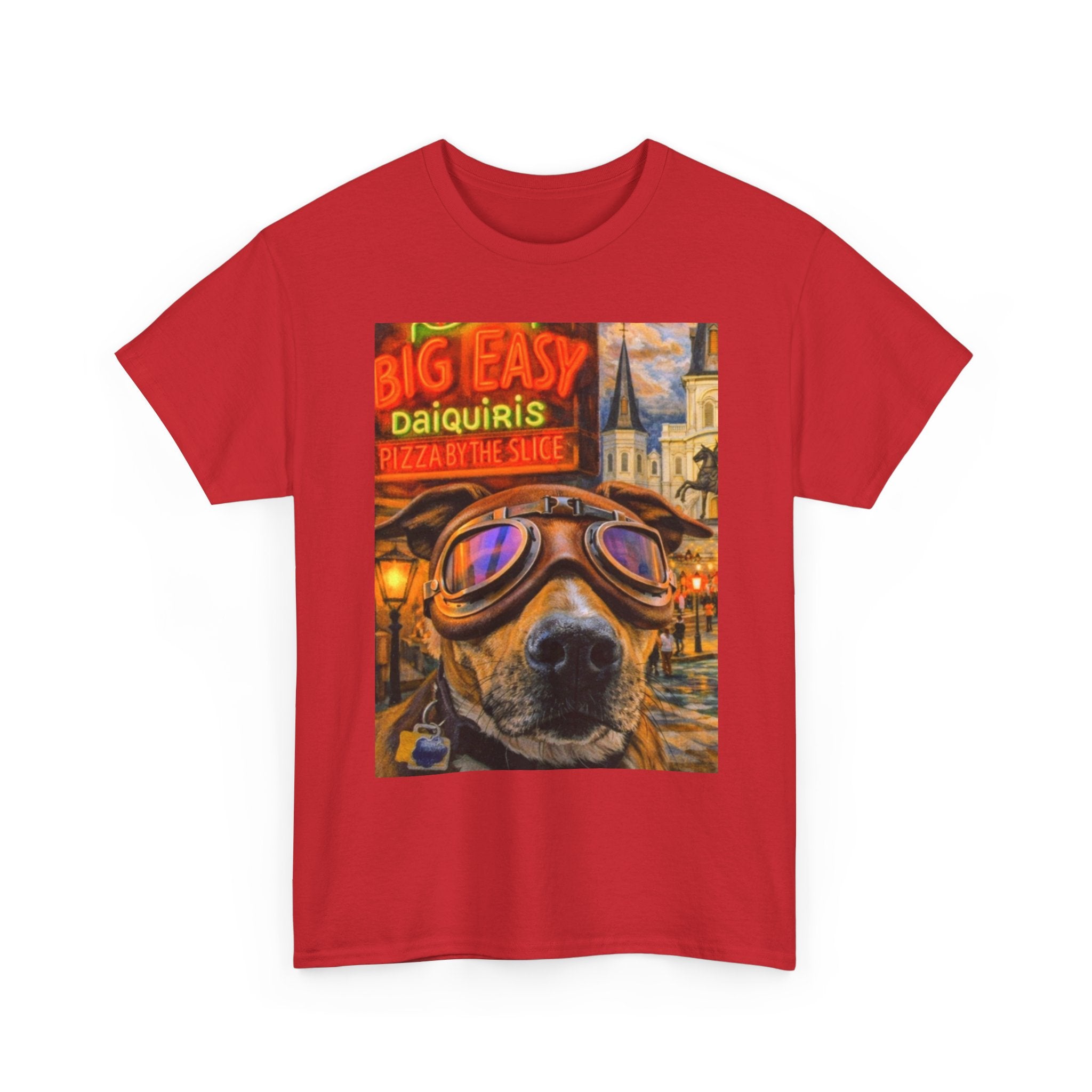 Big Easy Dog Goggles T-Shirt — New Orleans Daiquiris Vintage Travel Tee