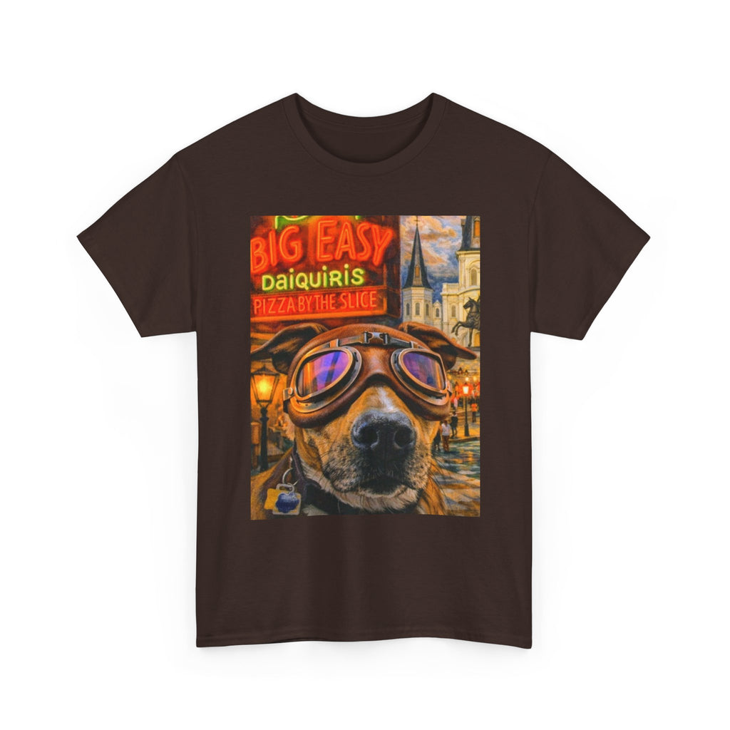 Big Easy Dog Goggles T-Shirt — New Orleans Daiquiris Vintage Travel Tee