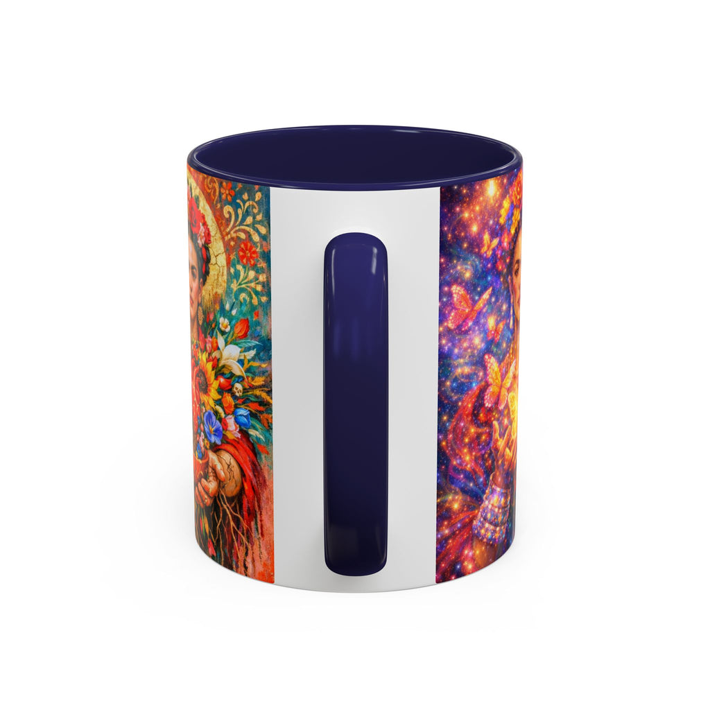 Floral Goddess Accent Coffee Mug – Vibrant Frida-Inspired Portrait (11/15 oz)