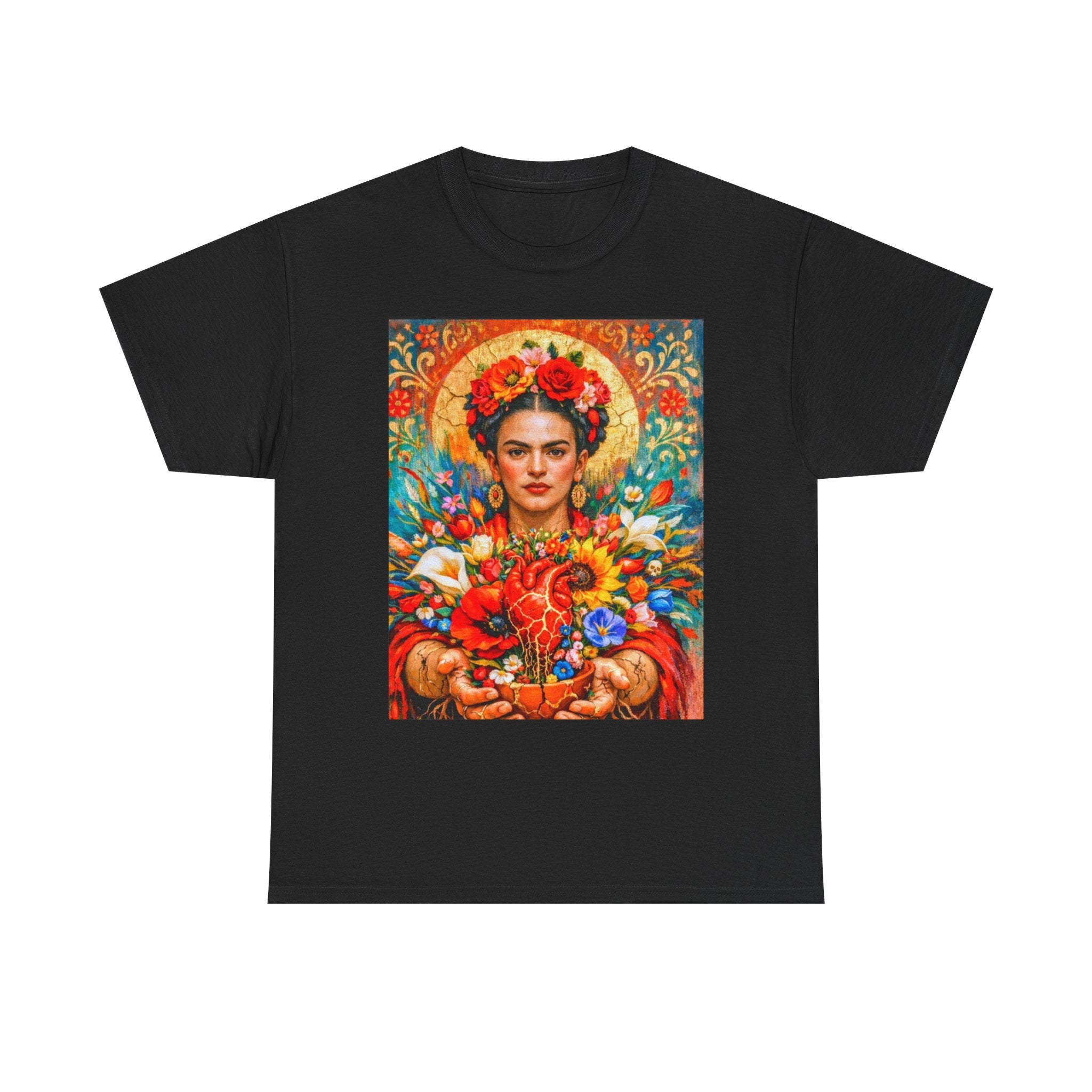 Frida Kahlo Floral Portrait T‑Shirt — Vibrant Mexican Folk Art Tee