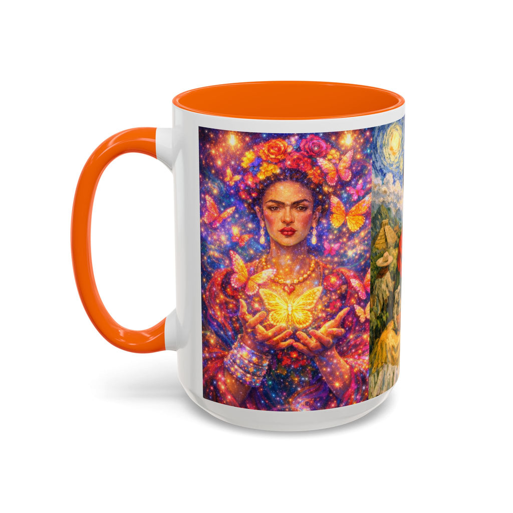 Floral Goddess Accent Coffee Mug – Vibrant Frida-Inspired Portrait (11/15 oz)
