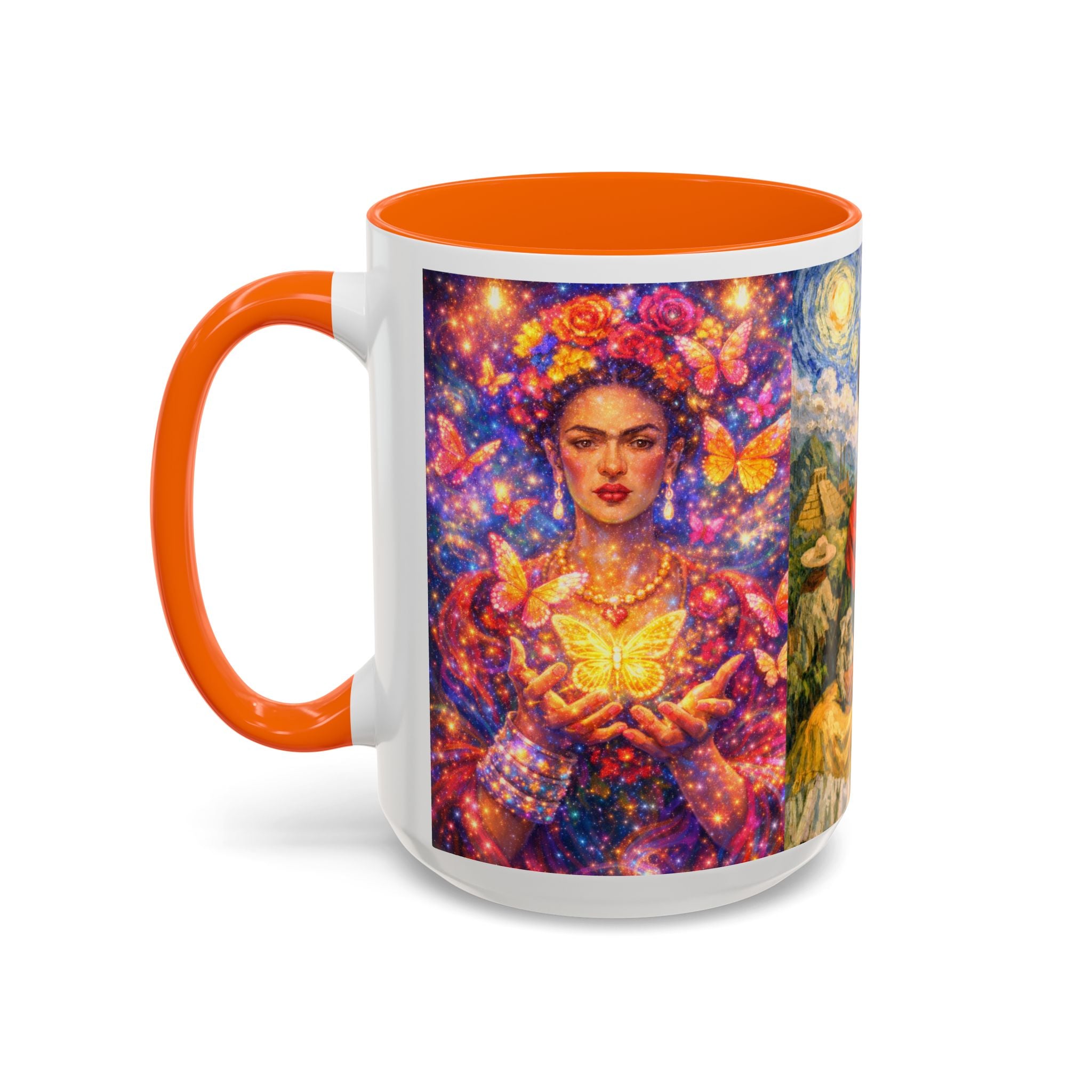 Floral Goddess Accent Coffee Mug – Vibrant Frida-Inspired Portrait (11/15 oz)