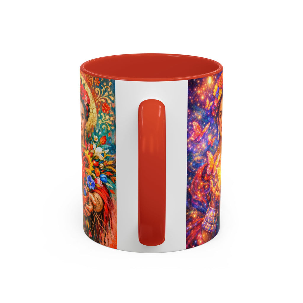 Floral Goddess Accent Coffee Mug – Vibrant Frida-Inspired Portrait (11/15 oz)