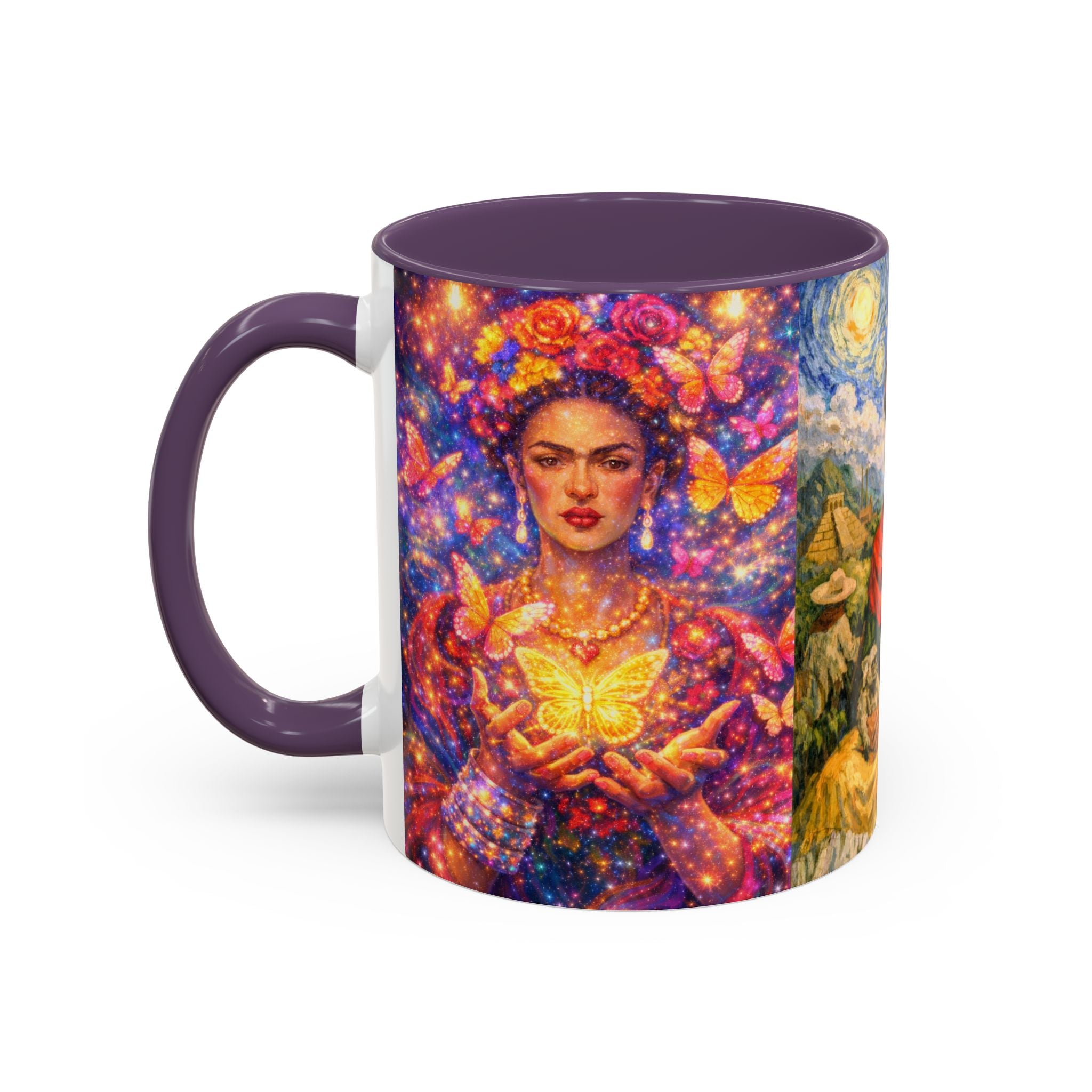 Floral Goddess Accent Coffee Mug – Vibrant Frida-Inspired Portrait (11/15 oz)