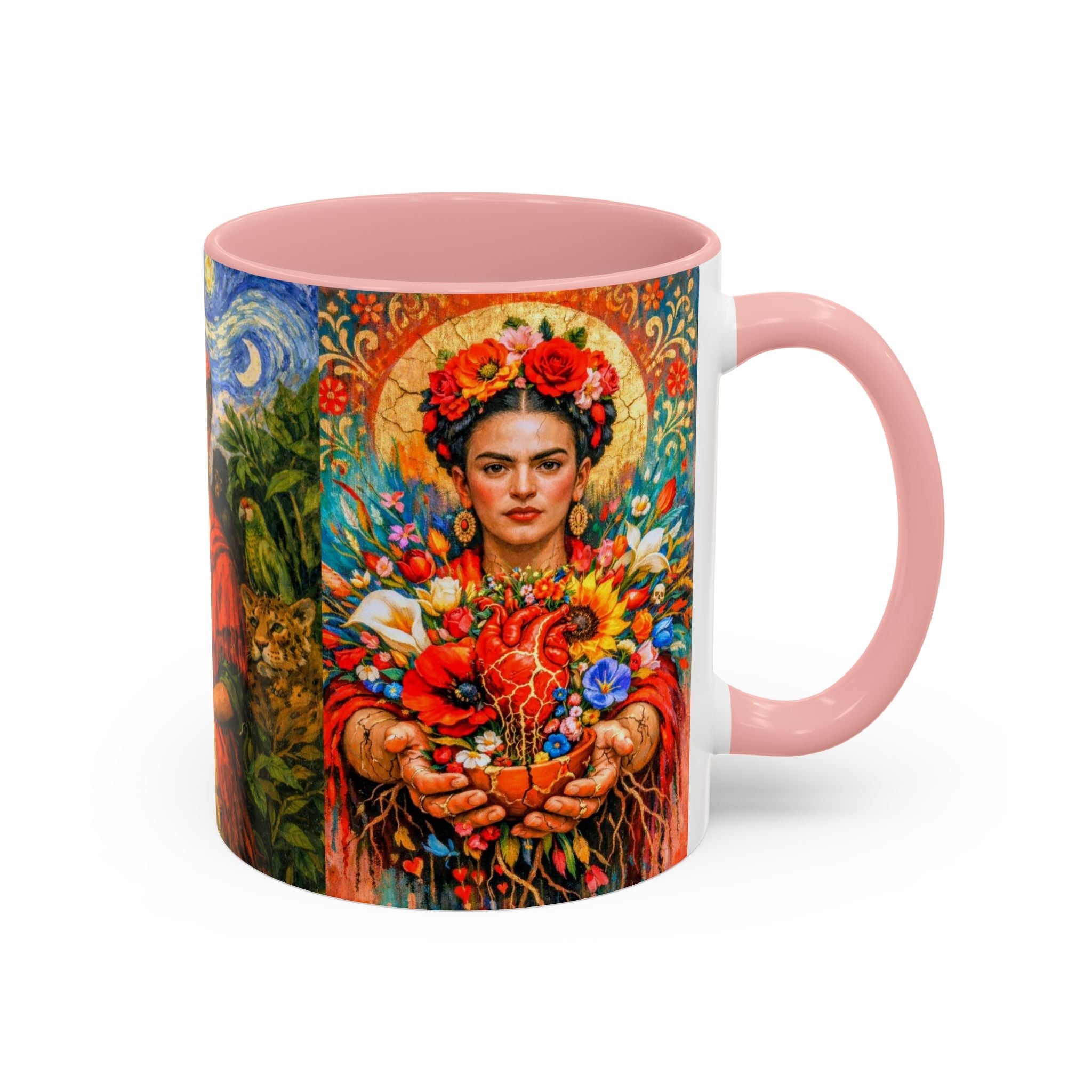 Floral Goddess Accent Coffee Mug – Vibrant Frida-Inspired Portrait (11/15 oz)