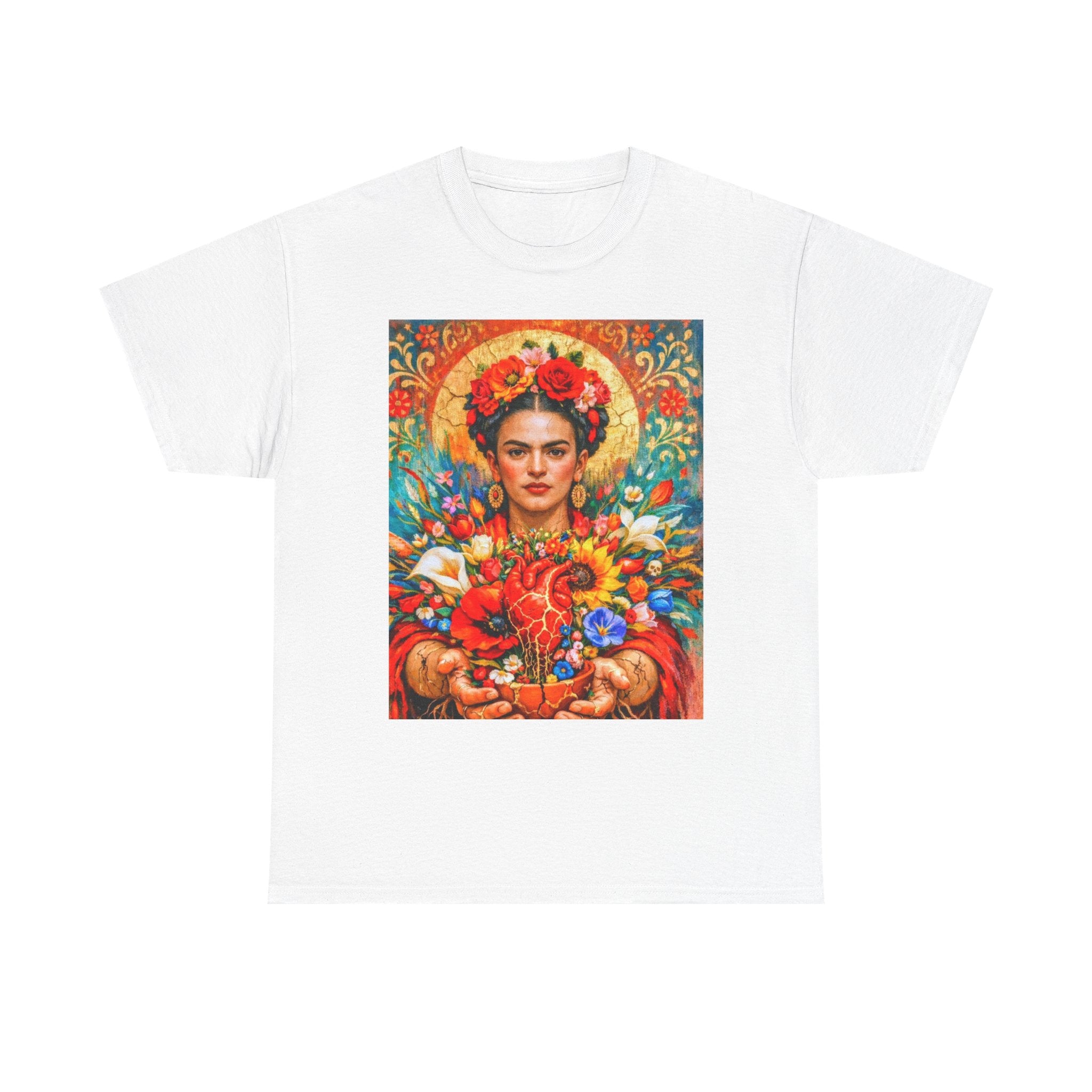 Frida Kahlo Floral Portrait T‑Shirt — Vibrant Mexican Folk Art Tee