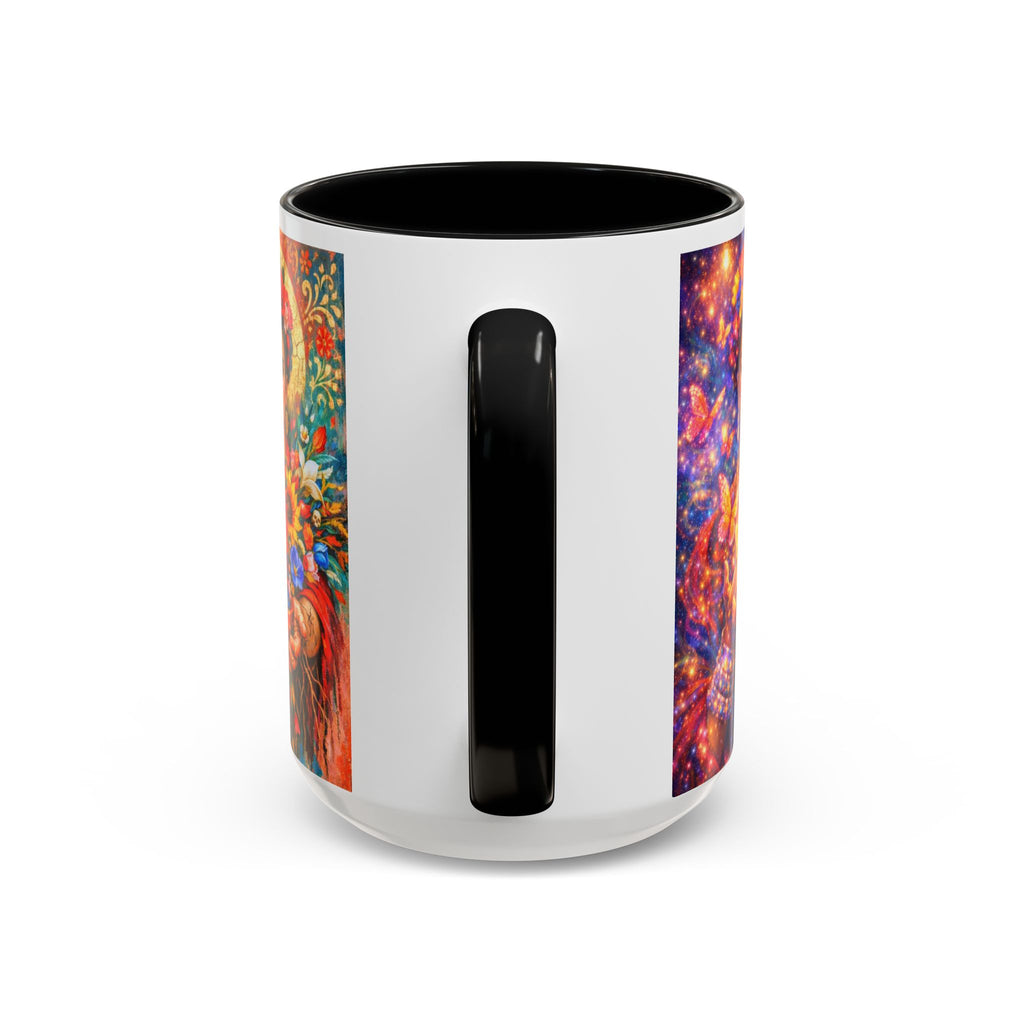 Floral Goddess Accent Coffee Mug – Vibrant Frida-Inspired Portrait (11/15 oz)
