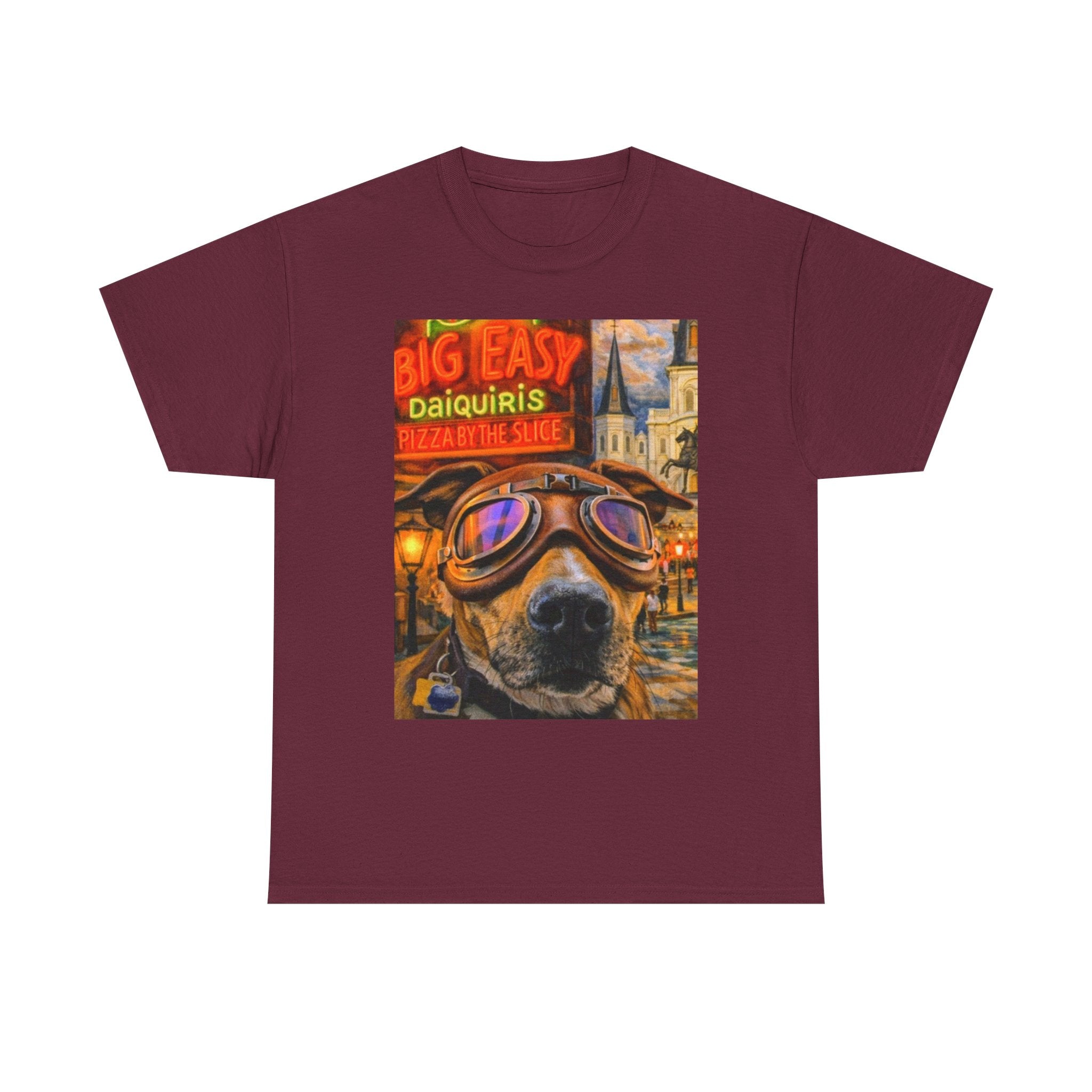 Big Easy Dog Goggles T-Shirt — New Orleans Daiquiris Vintage Travel Tee