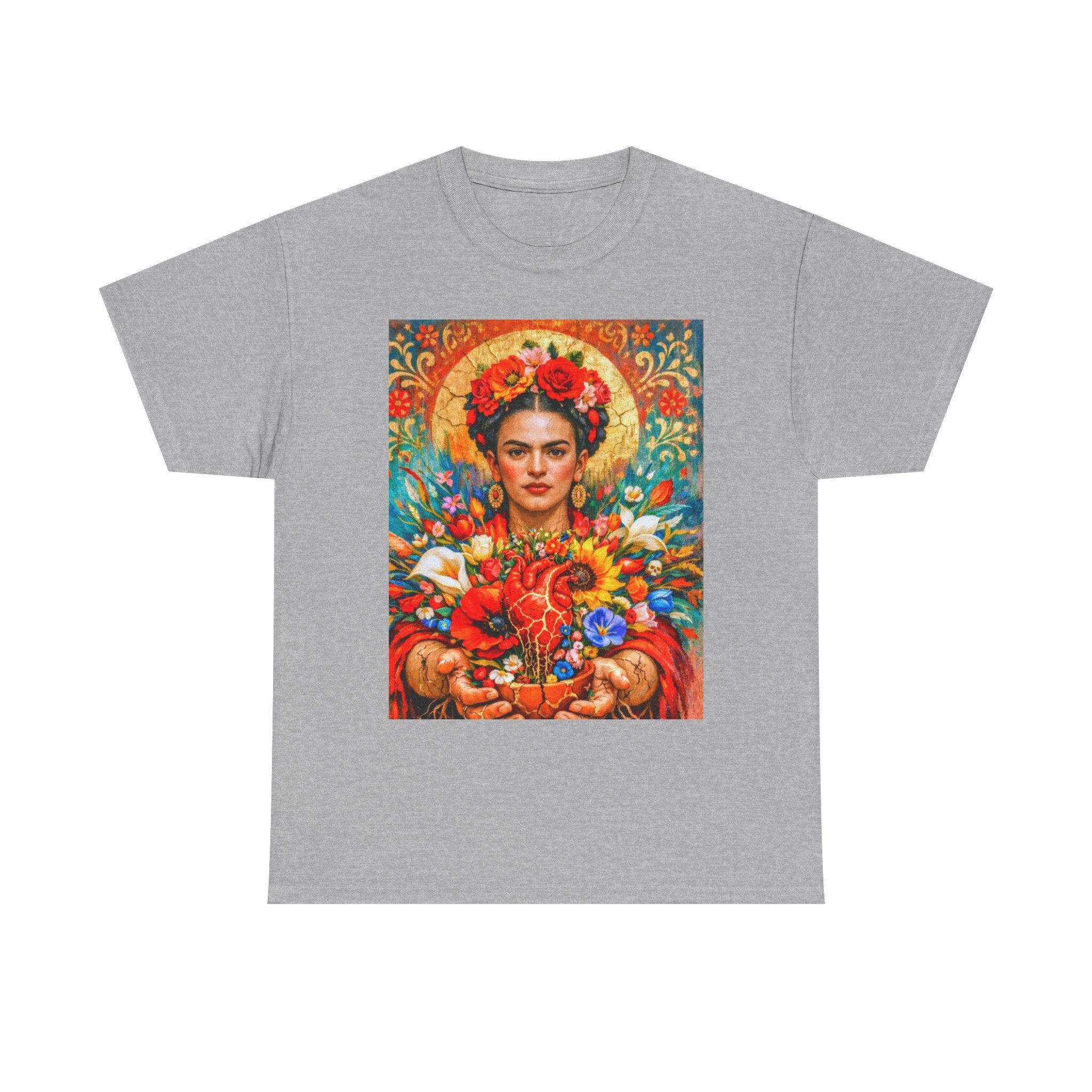 Frida Kahlo Floral Portrait T‑Shirt — Vibrant Mexican Folk Art Tee