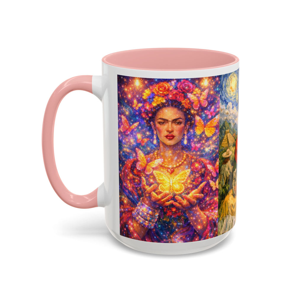 Floral Goddess Accent Coffee Mug – Vibrant Frida-Inspired Portrait (11/15 oz)