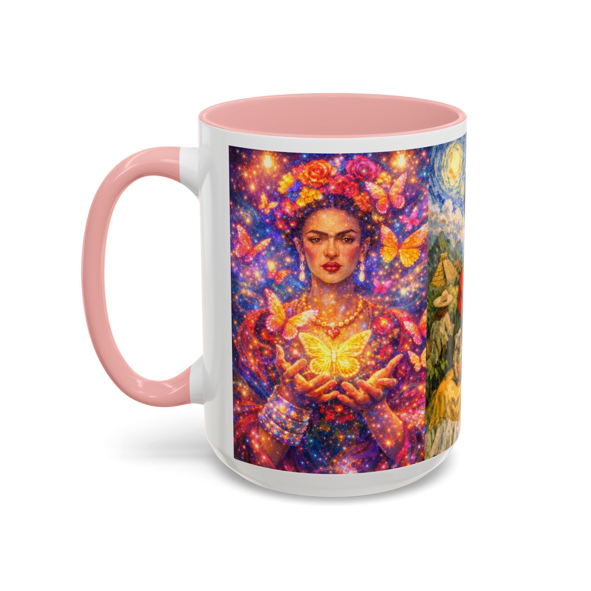 Floral Goddess Accent Coffee Mug – Vibrant Frida-Inspired Portrait (11/15 oz)