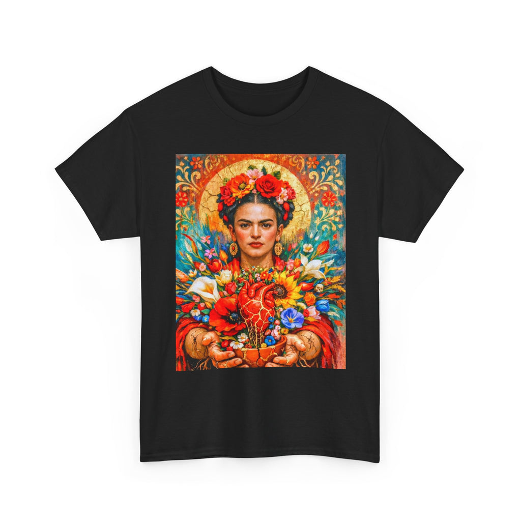 Frida Kahlo Floral Portrait T‑Shirt — Vibrant Mexican Folk Art Tee