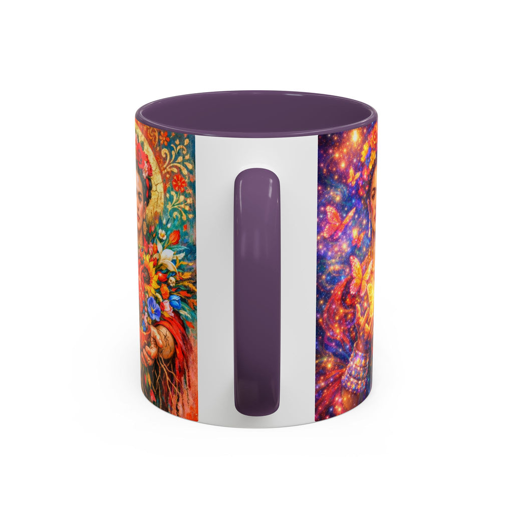 Floral Goddess Accent Coffee Mug – Vibrant Frida-Inspired Portrait (11/15 oz)