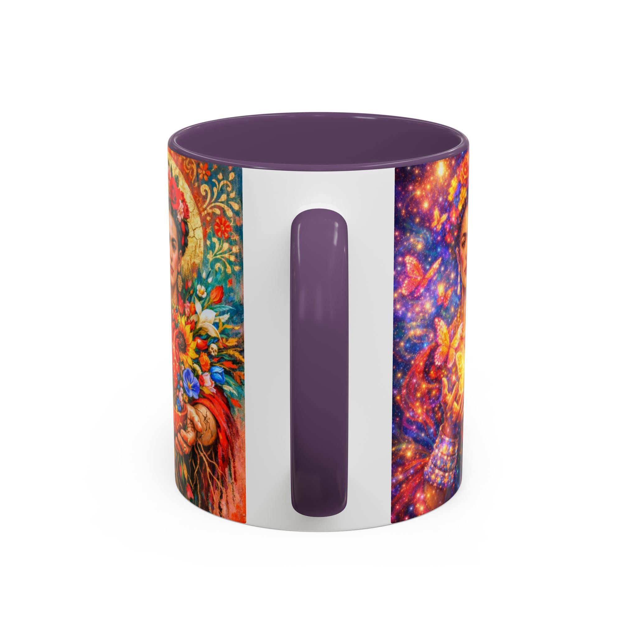 Floral Goddess Accent Coffee Mug – Vibrant Frida-Inspired Portrait (11/15 oz)