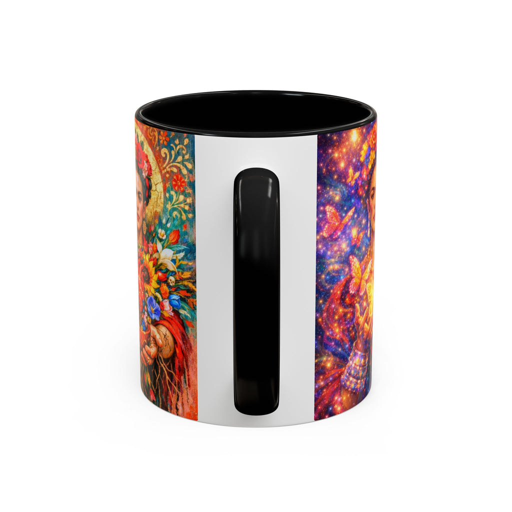 Floral Goddess Accent Coffee Mug – Vibrant Frida-Inspired Portrait (11/15 oz)