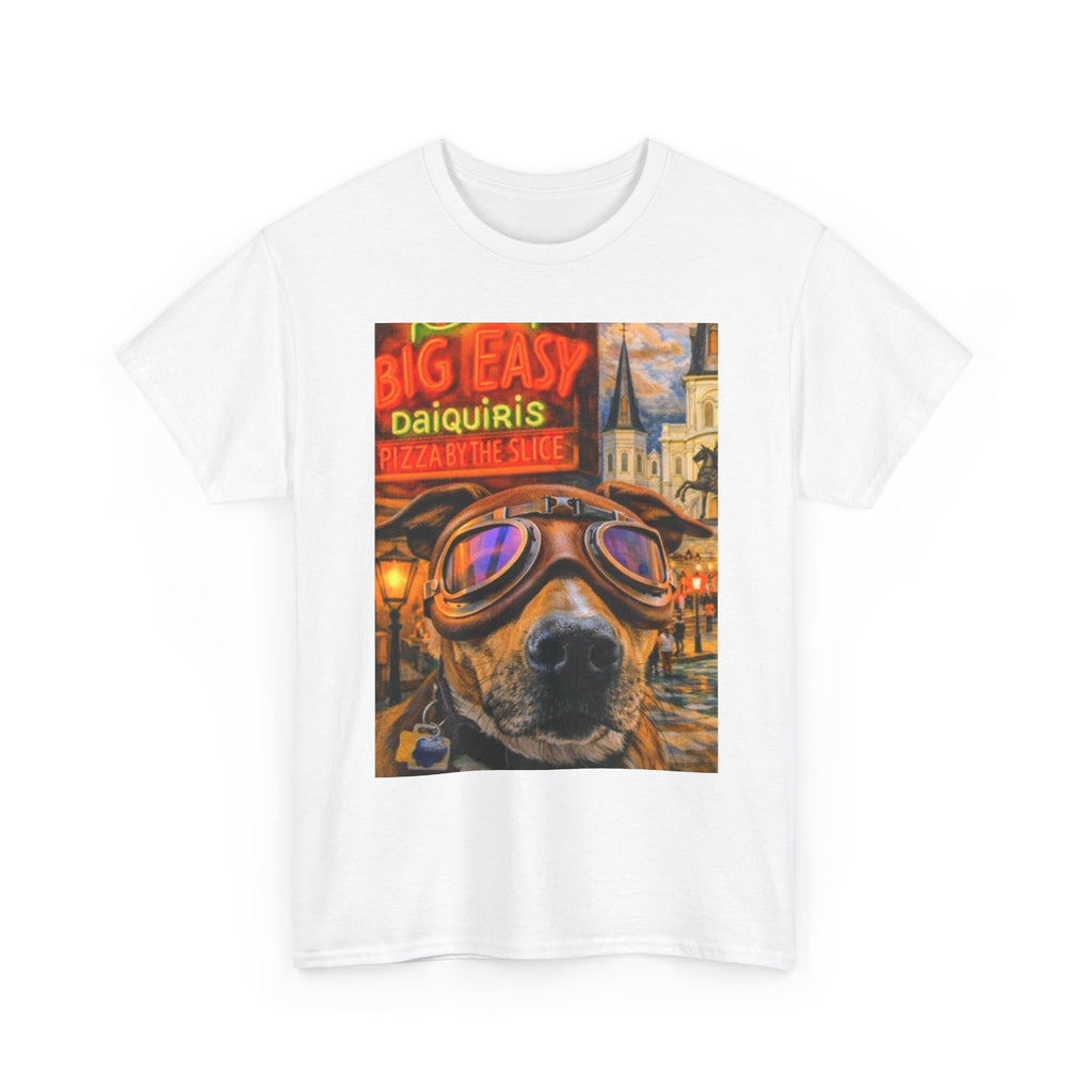 Big Easy Dog Goggles T-Shirt — New Orleans Daiquiris Vintage Travel Tee