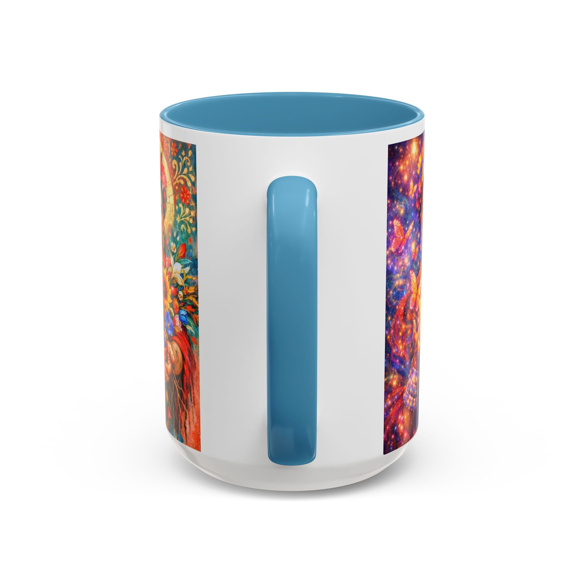 Floral Goddess Accent Coffee Mug – Vibrant Frida-Inspired Portrait (11/15 oz)