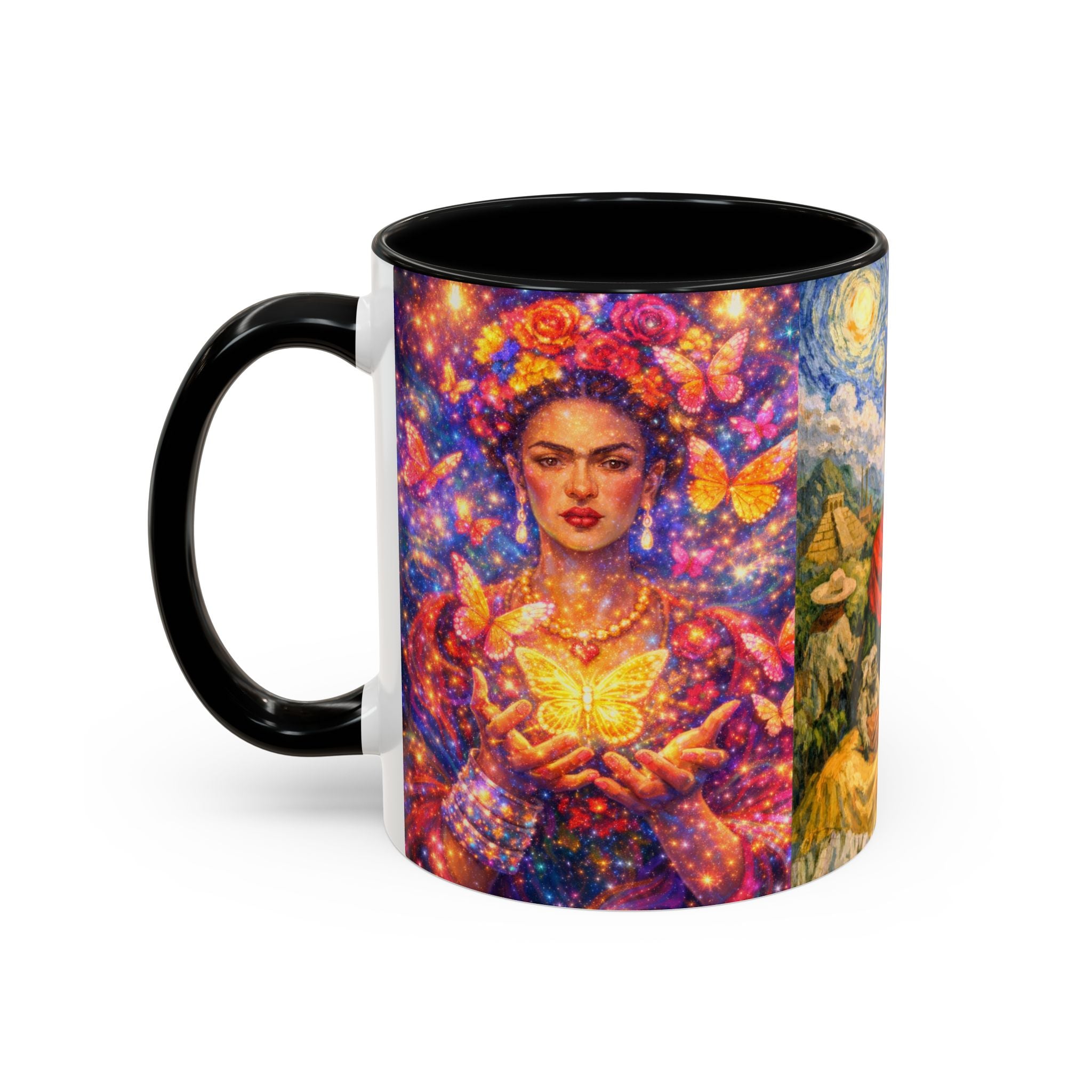 Floral Goddess Accent Coffee Mug – Vibrant Frida-Inspired Portrait (11/15 oz)