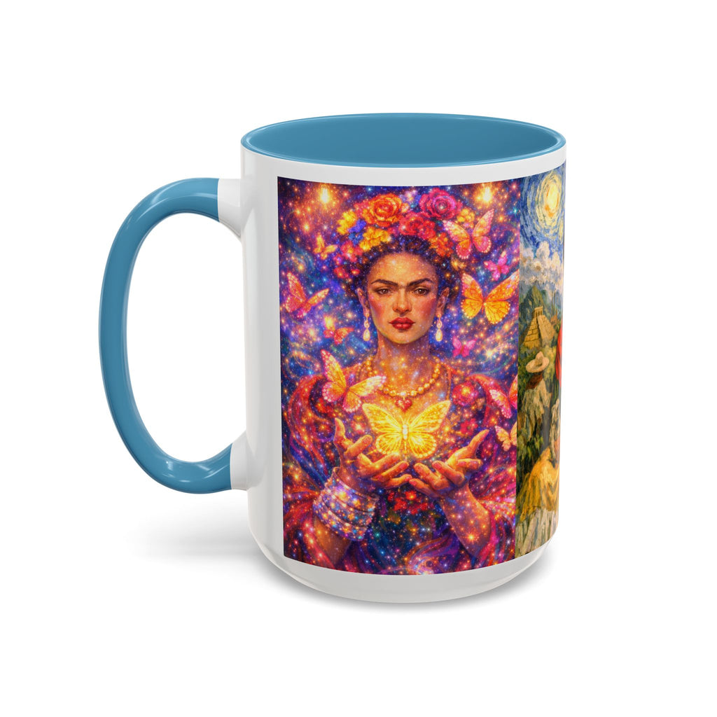 Floral Goddess Accent Coffee Mug – Vibrant Frida-Inspired Portrait (11/15 oz)