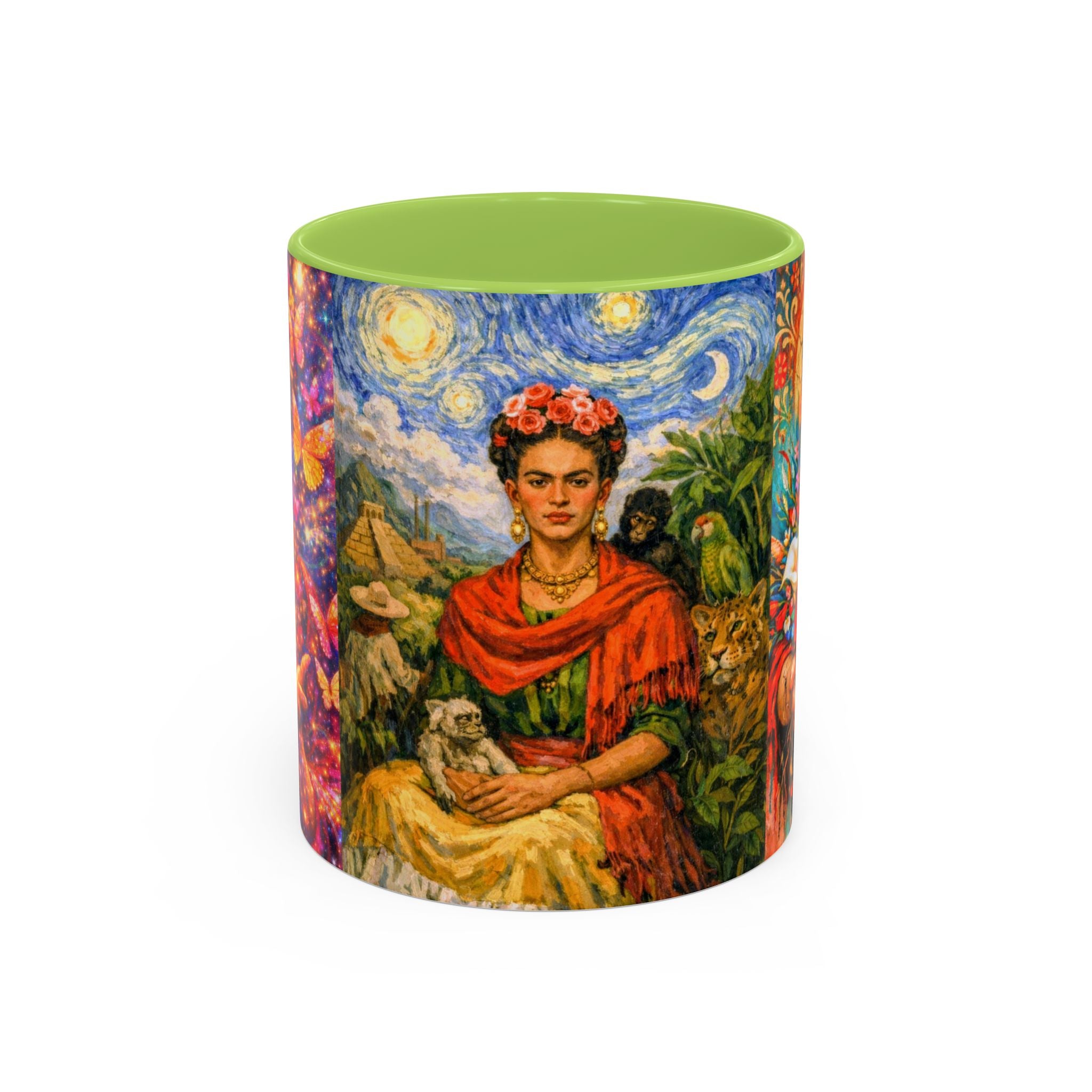 Floral Goddess Accent Coffee Mug – Vibrant Frida-Inspired Portrait (11/15 oz)