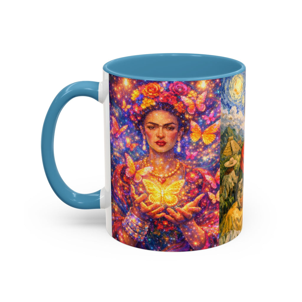 Floral Goddess Accent Coffee Mug – Vibrant Frida-Inspired Portrait (11/15 oz)
