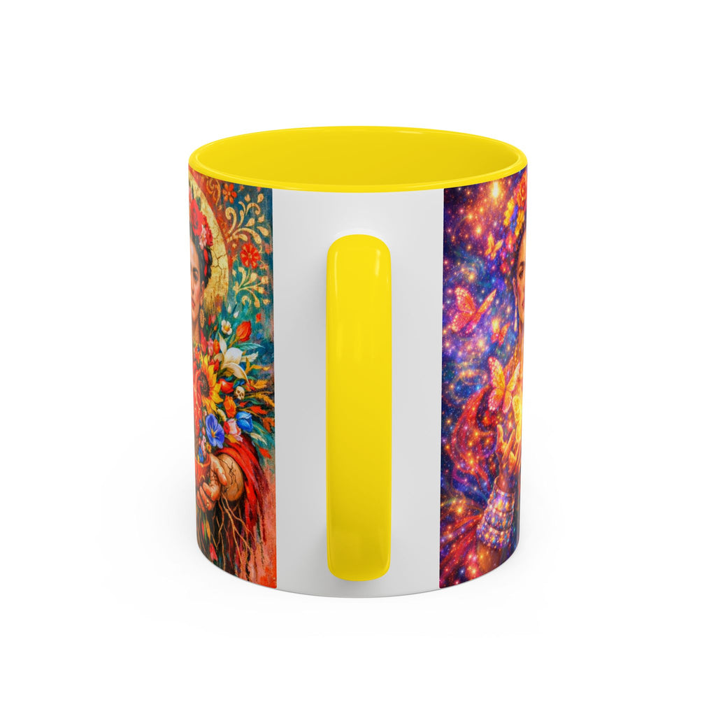 Floral Goddess Accent Coffee Mug – Vibrant Frida-Inspired Portrait (11/15 oz)